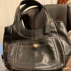 Coach black leather vintage double strap purse